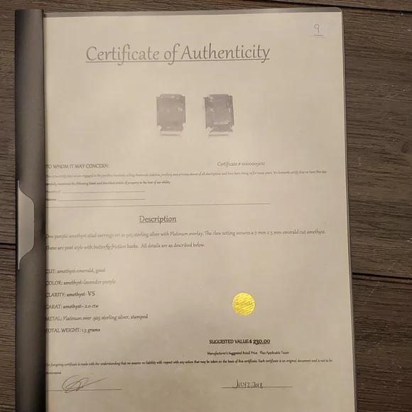 Amethyst Earings 2CT - Picture 3 of 4